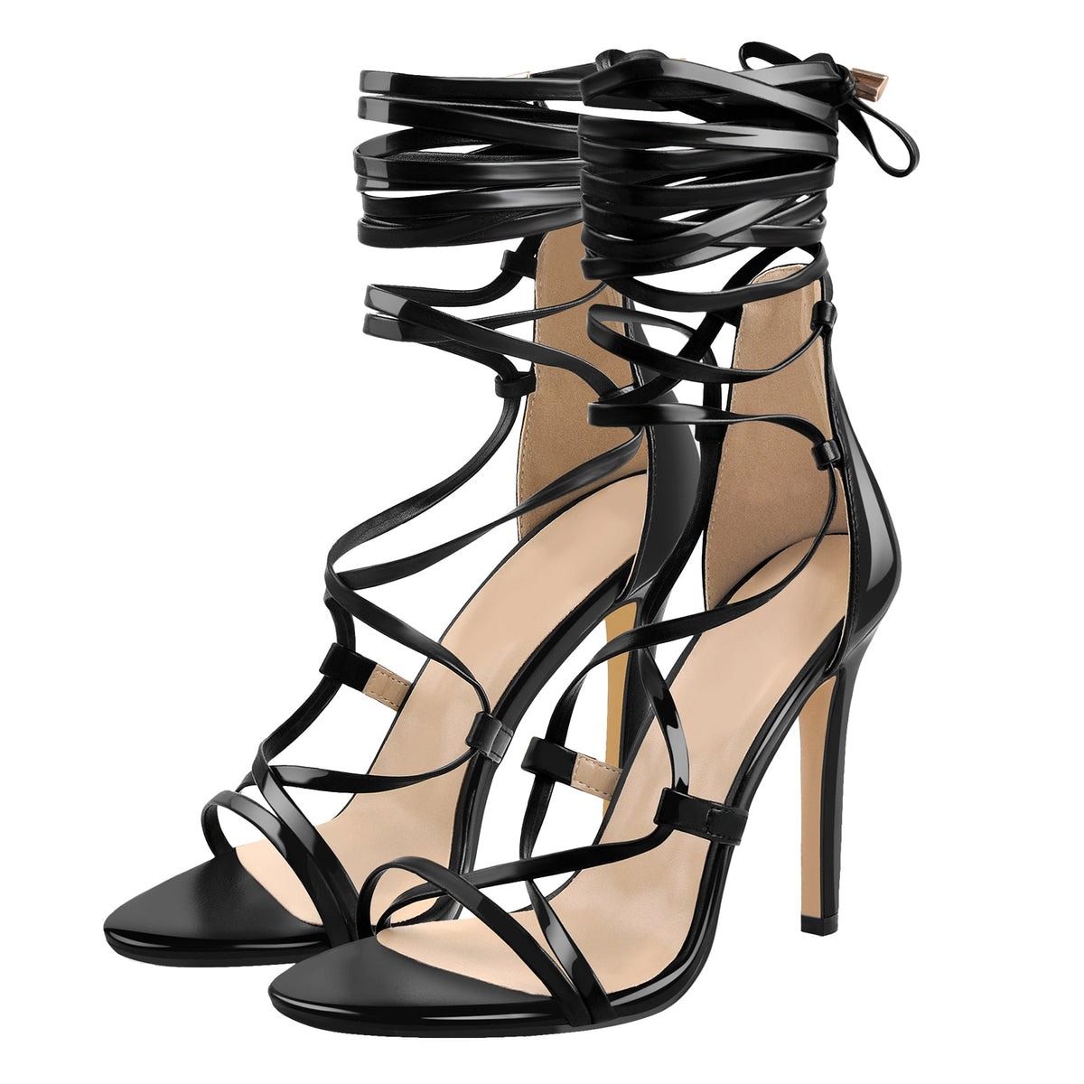 Gladiator Round Toe Lace-up Stiletto Sandals - Onlymaker Best Seller