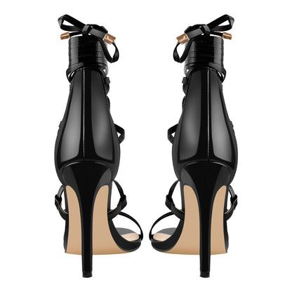 Gladiator Round Toe Lace-up Stiletto Sandals - Onlymaker Best Seller
