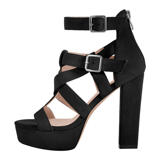 Platform Gladiator Strap Chunky Heel Sandals - Onlymaker Sale