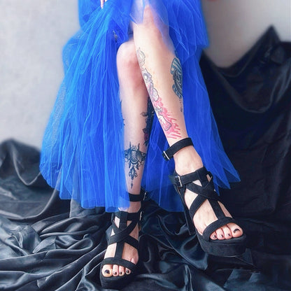Platform Gladiator Strap Chunky Heel Sandals - Onlymaker Sale