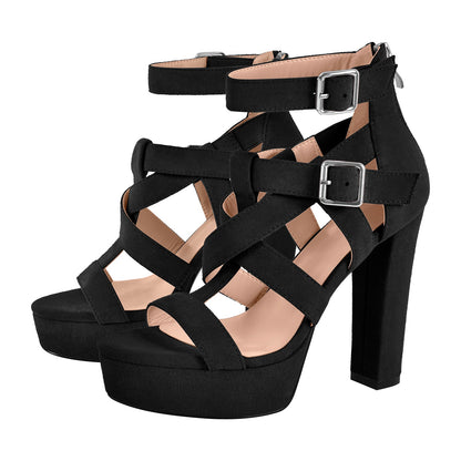 Platform Gladiator Strap Chunky Heel Sandals - Onlymaker Sale