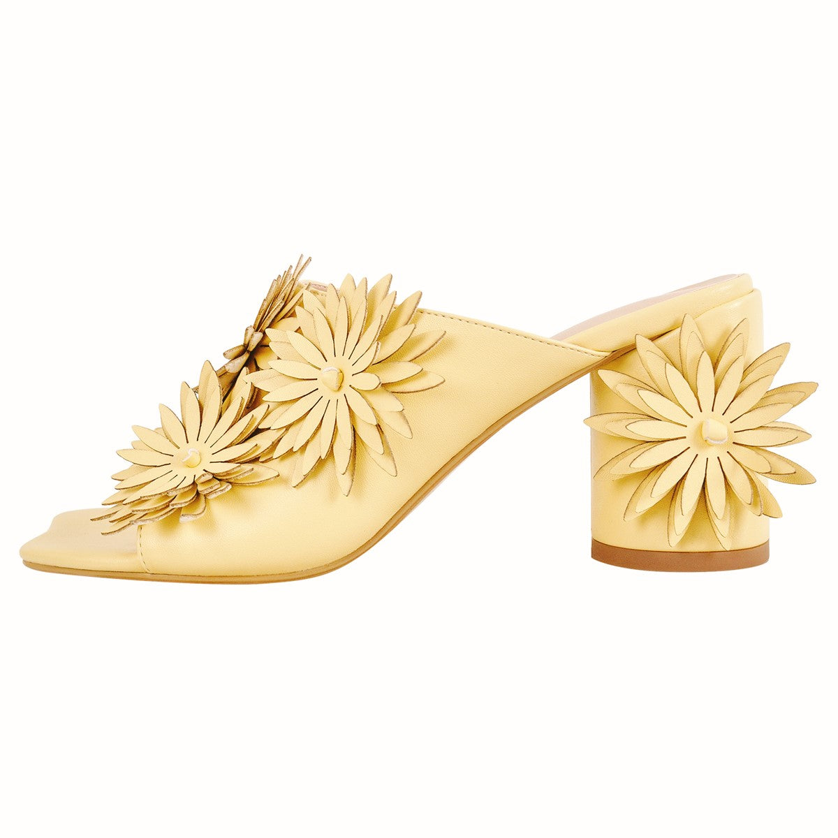 Square Toe Flower Chunky Heel Mules - Onlymaker Premium