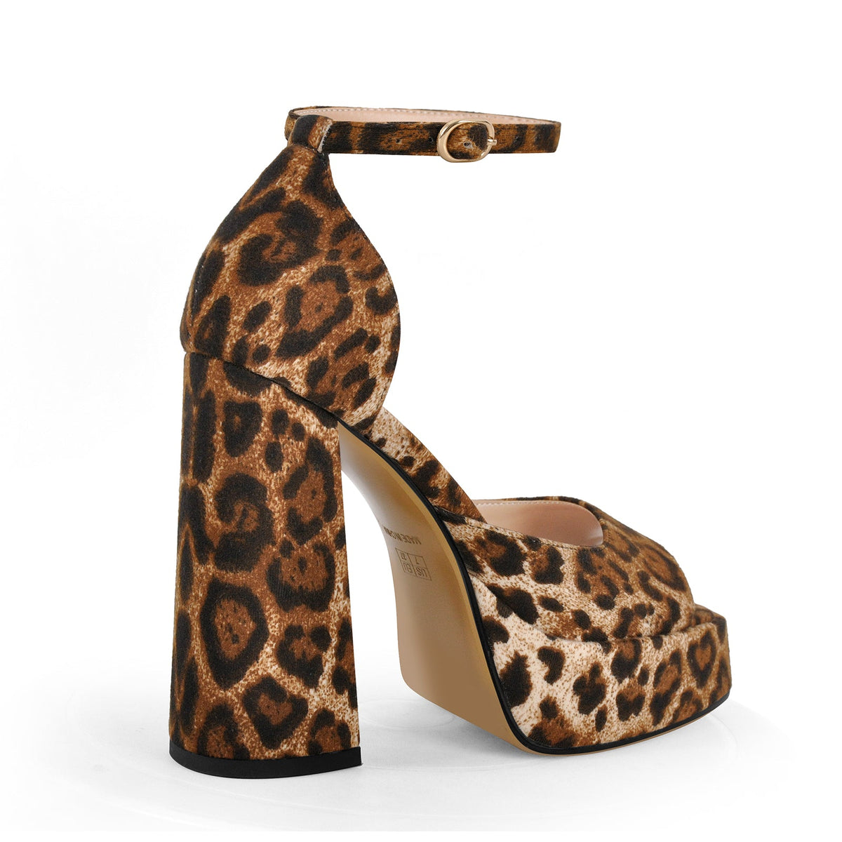 Leopard Platform Ankle Strap Chunky Heel Sandals - Onlymaker Trusted