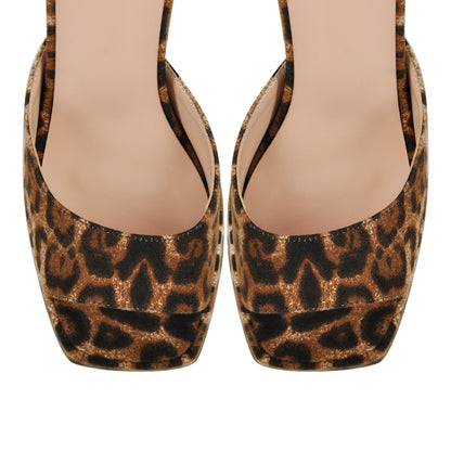 Leopard Platform Ankle Strap Chunky Heel Sandals - Onlymaker Trusted
