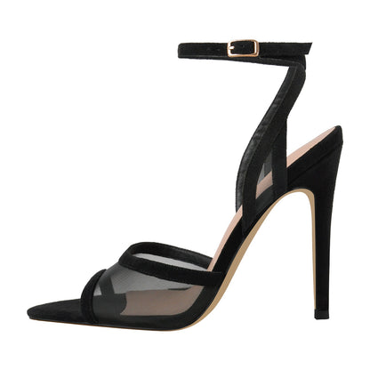 Mesh Pointed Toe Ankle Strap Sandals - Onlymaker Trusted