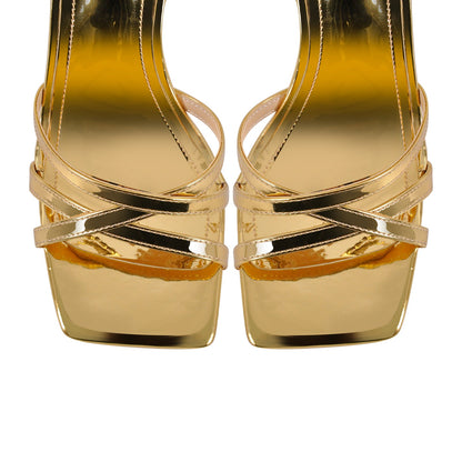 Square Toe Ankle Strap Stiletto Sandals - Onlymaker Hot Sale