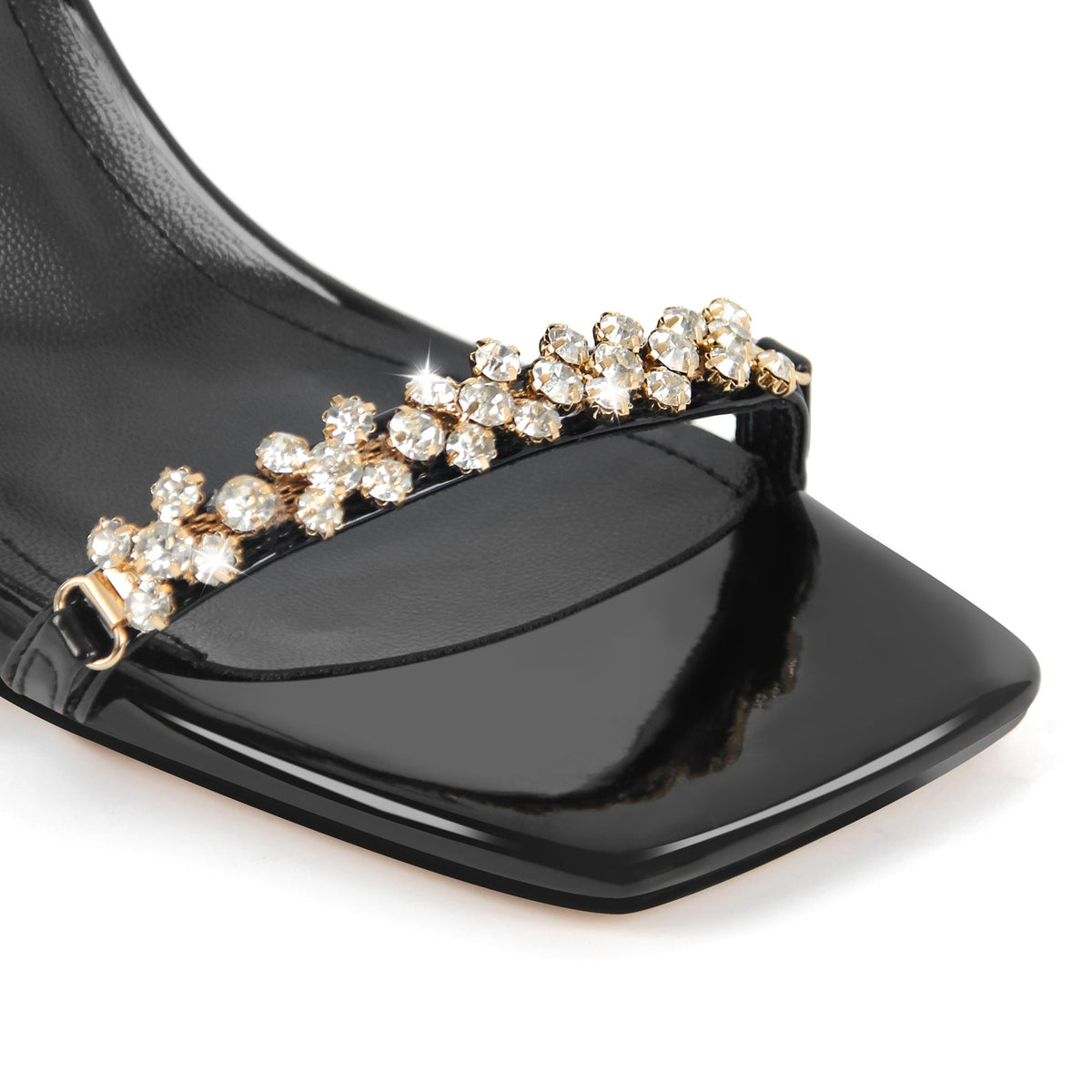 Rhinestone Square Toe Buckle Strap Sandals - Onlymaker Latest