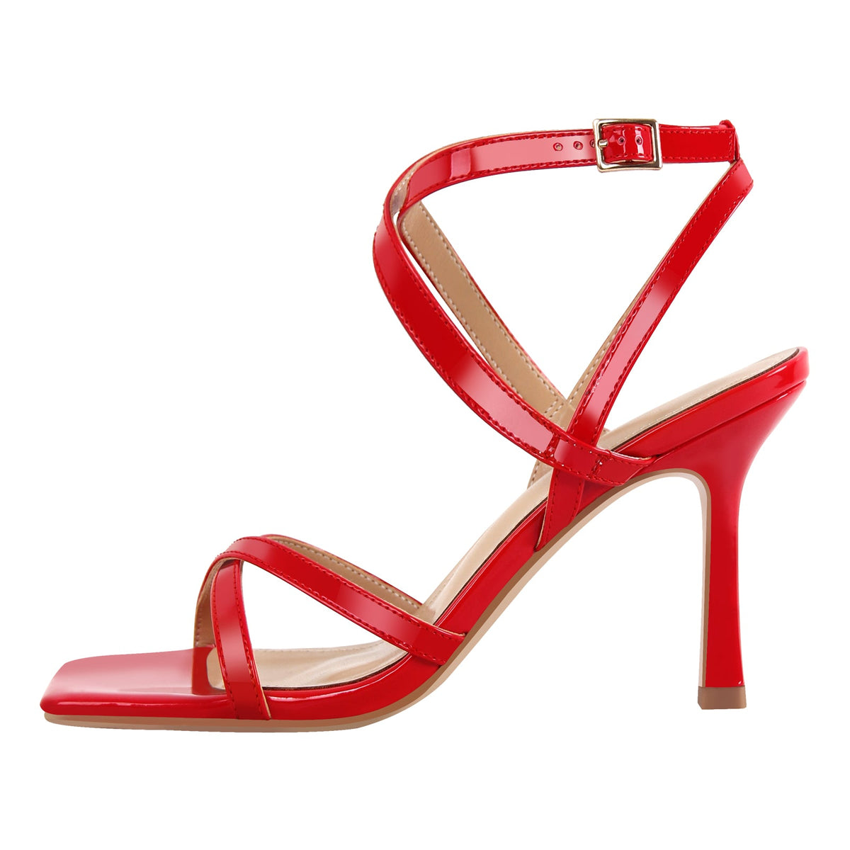 Square Toe Criss Cross Ankle Strap Sandals - Onlymaker Essential