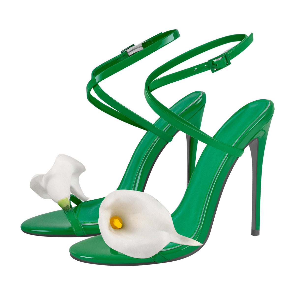 Round Toe Calla Lily Cross Strap Sandals - Onlymaker Recommended