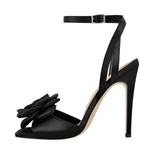 Square Toe Flower Ankle Strap Sandals - Onlymaker Signature
