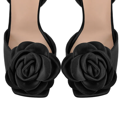 Square Toe Flower Ankle Strap Sandals - Onlymaker Signature