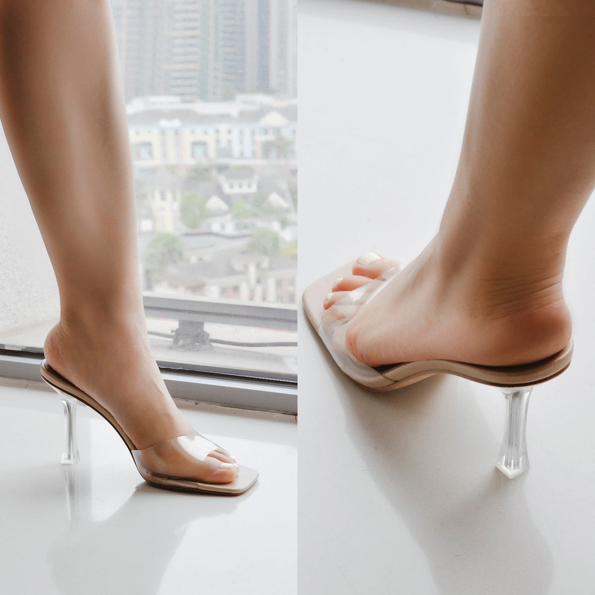 Square Open Toe Transparent Sandal Mules - Onlymaker Value