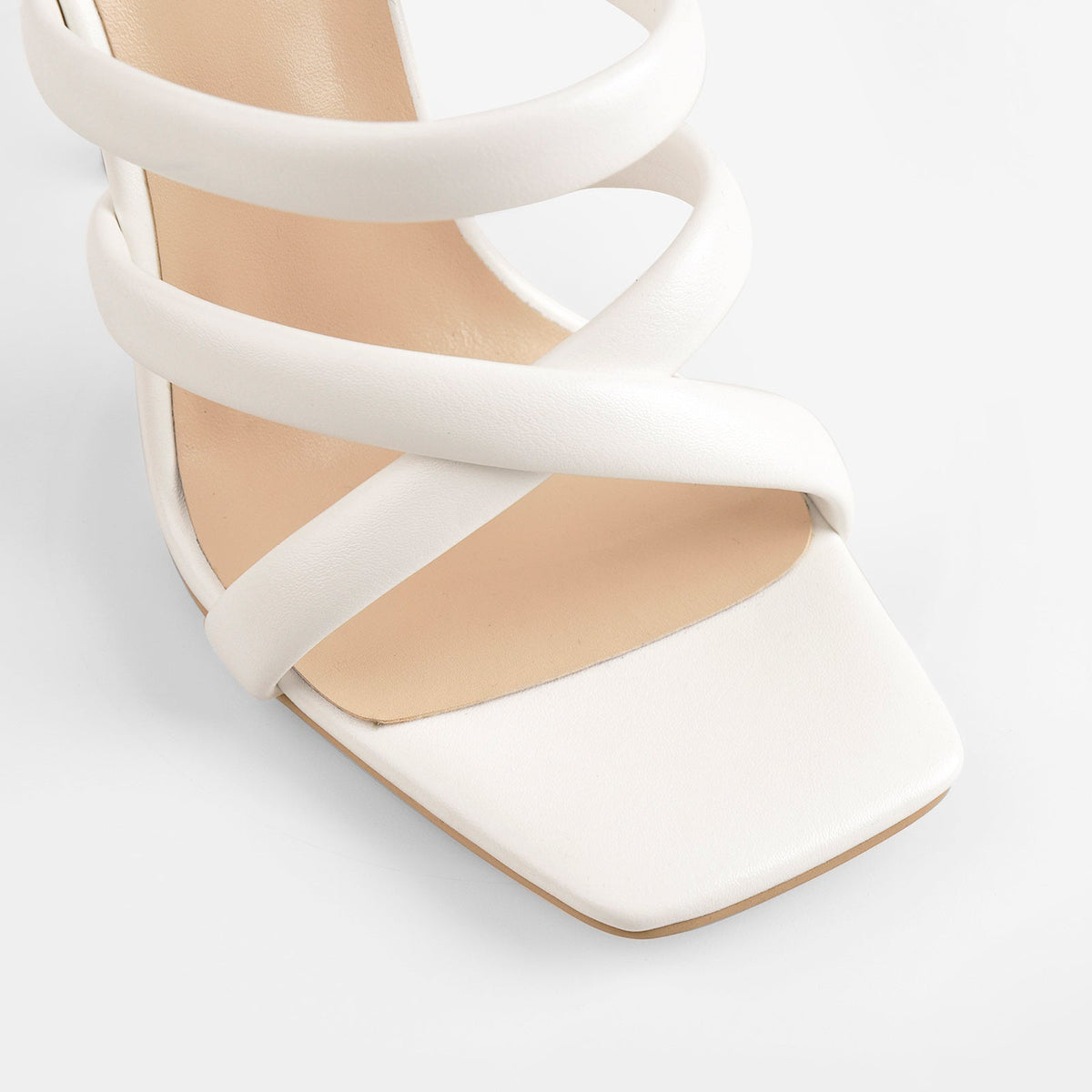 White Square Toe Matte High Heels Sandals - Onlymaker Great Value