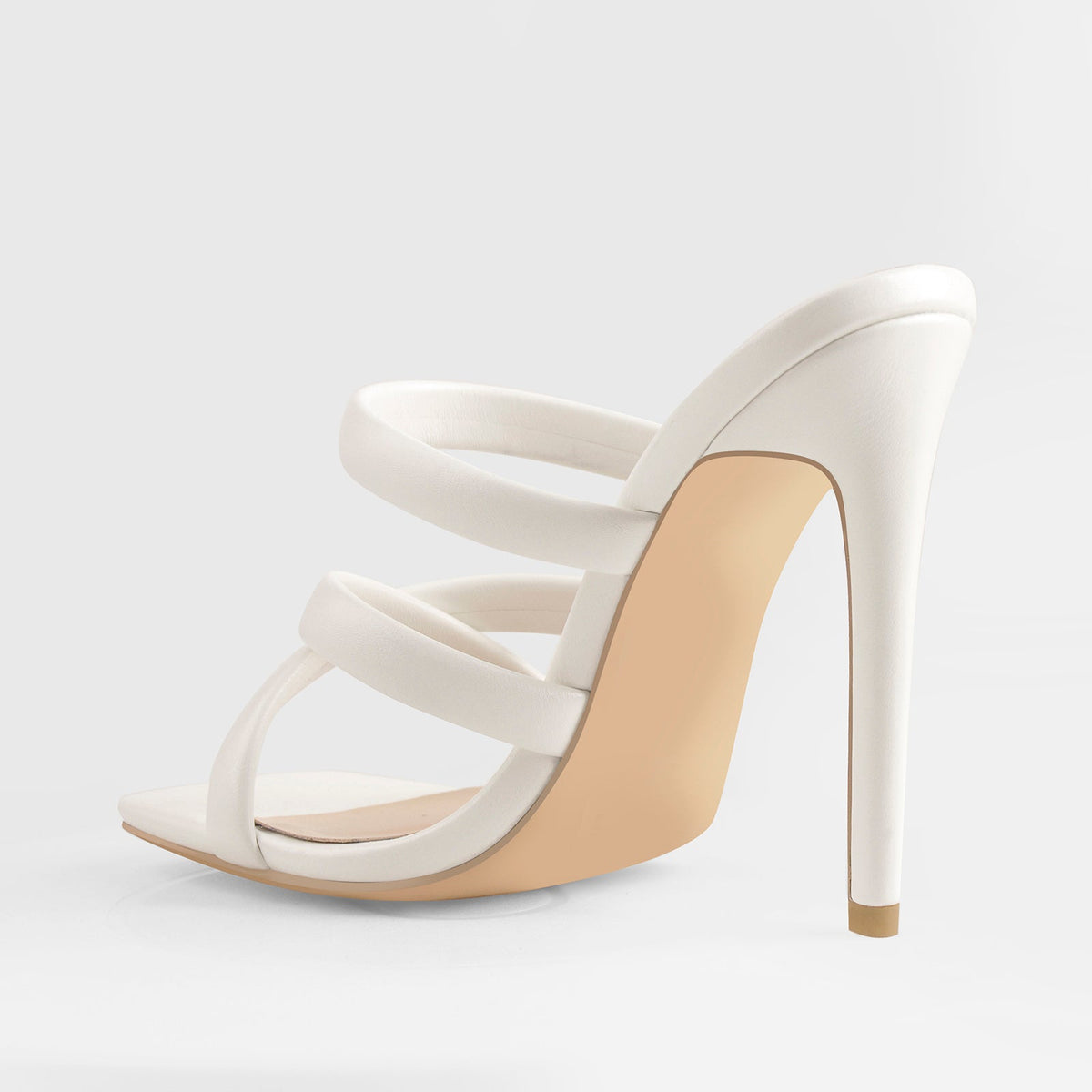 White Square Toe Matte High Heels Sandals - Onlymaker Great Value