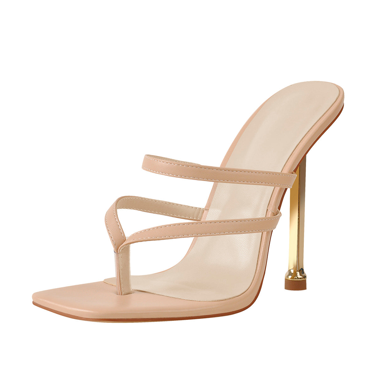 Square Toe Strap 10cm Metal Heels Sandals - Onlymaker Signature