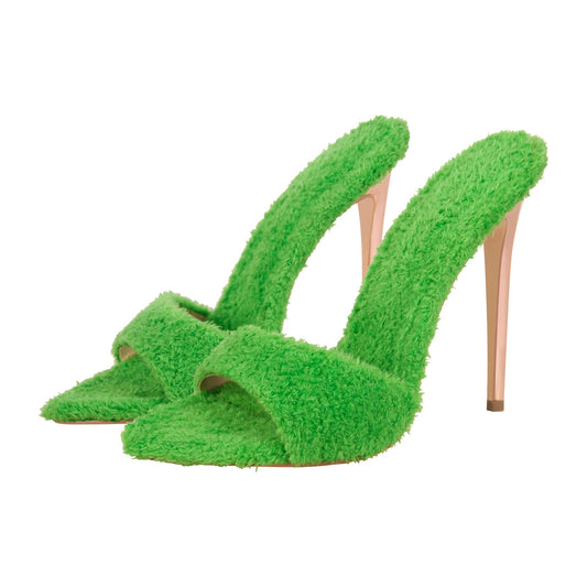Sherpa Pointed Toe High Heel Sandals - Onlymaker Everyday