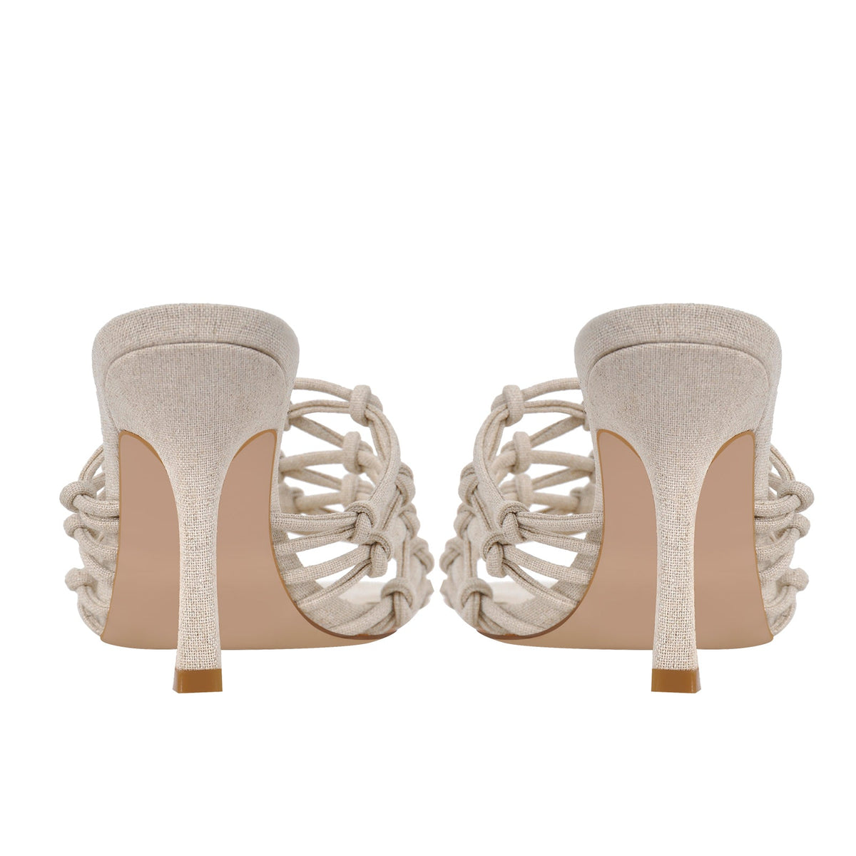 Linen Weave Sandals Square Open Toe High Heel Mules - Onlymaker Customer Favorite