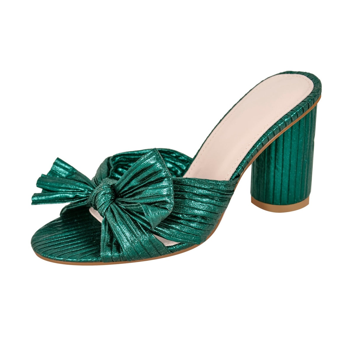 Round Toe Chunky Heel Bow Sandals Mules - Onlymaker Signature