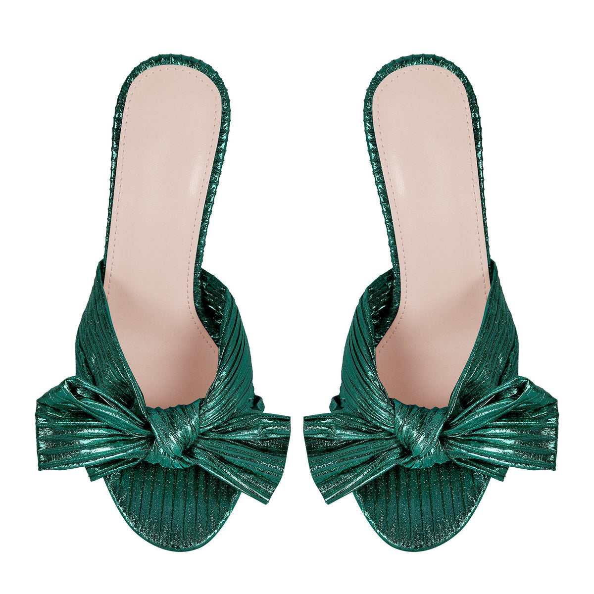 Round Toe Chunky Heel Bow Sandals Mules - Onlymaker Signature