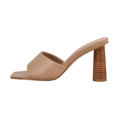 Square Open Toe Mules Chunky Heel Sandals - Onlymaker Discount