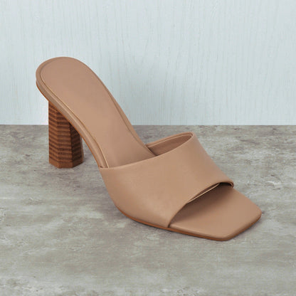 Square Open Toe Mules Chunky Heel Sandals - Onlymaker Discount