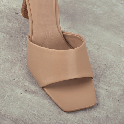 Square Open Toe Mules Chunky Heel Sandals - Onlymaker Discount