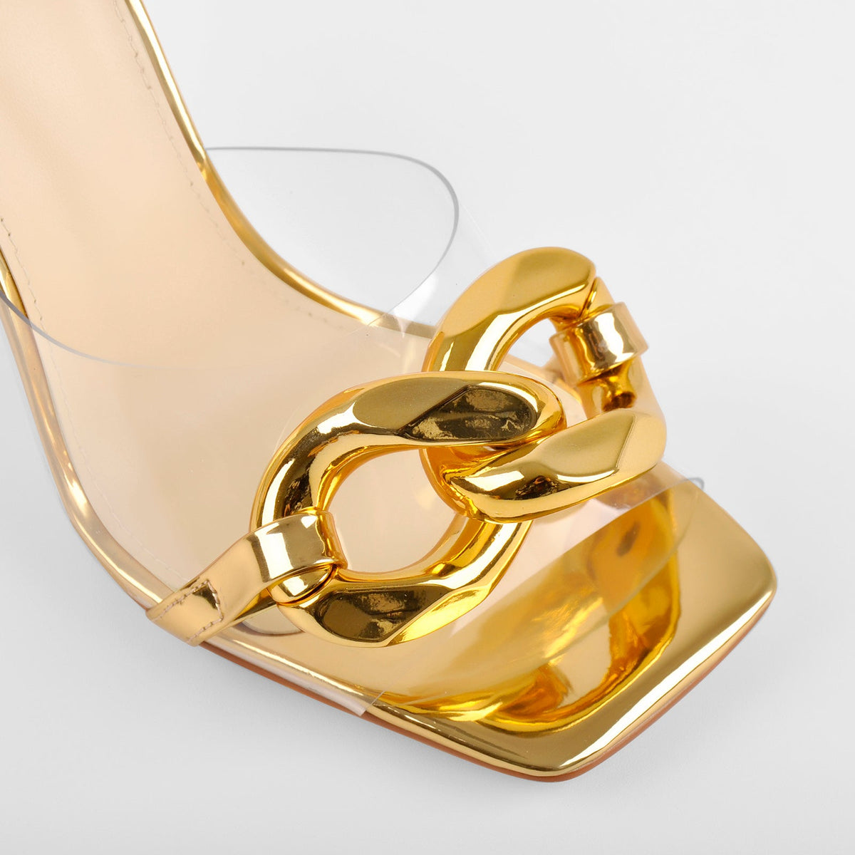 Square Toe Slippers Metal Chain Sandals - Onlymaker Sale