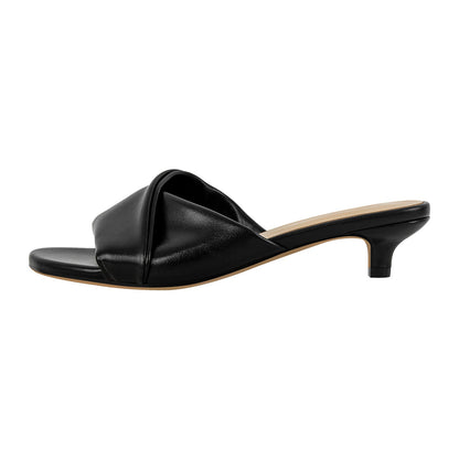 Black Round Toe Kitten Heel Mules - Onlymaker Trending