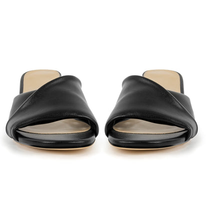Black Round Toe Kitten Heel Mules - Onlymaker Trending