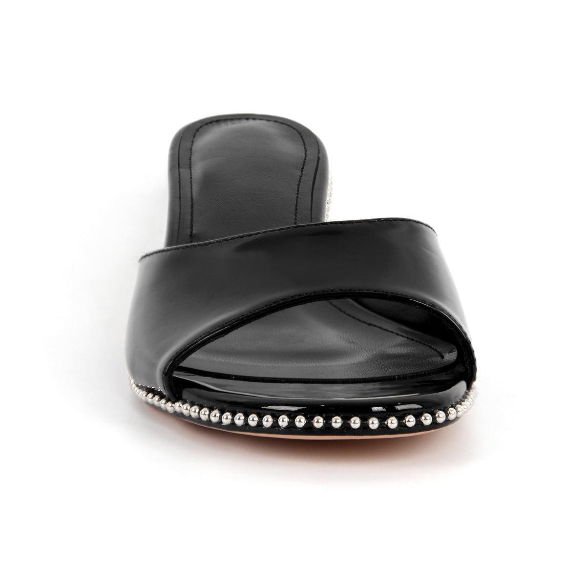 Round Toe Rivet Kitten Heel Mules - Onlymaker Customer Favorite