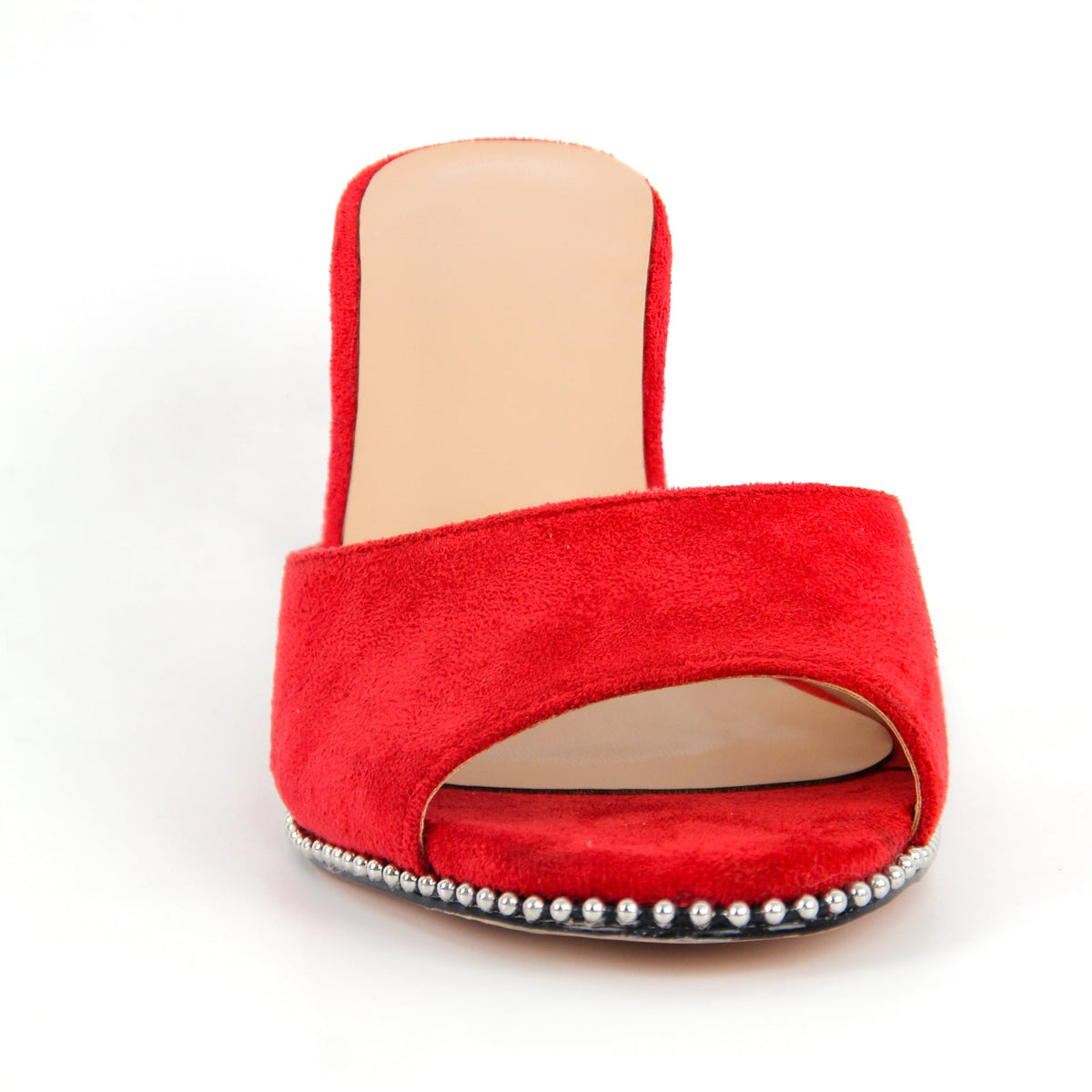 Round Toe Rivet Suede Stiletto Mules - Onlymaker Premium