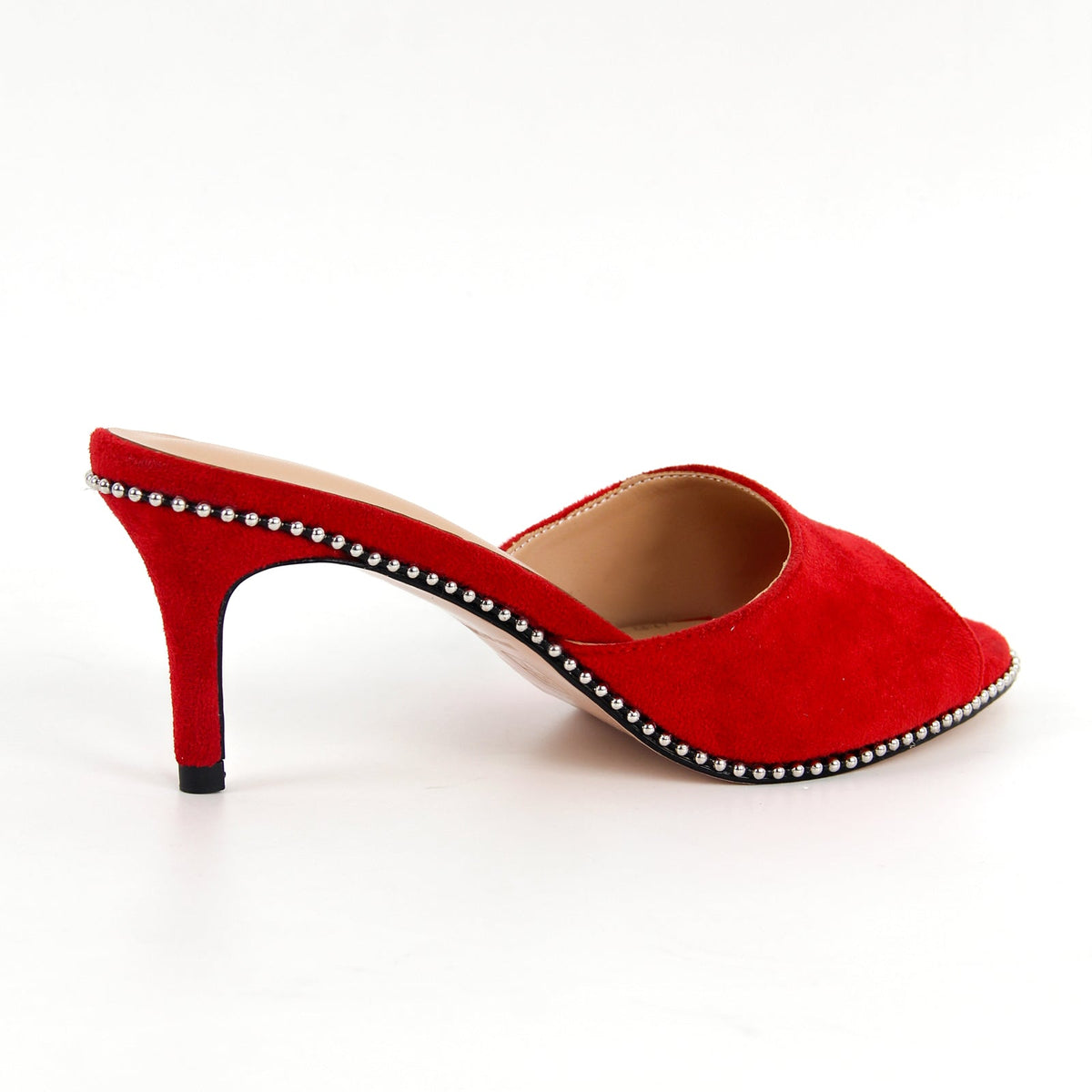 Round Toe Rivet Suede Stiletto Mules - Onlymaker Premium