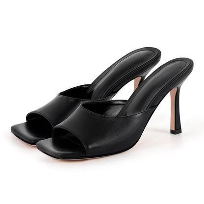 Square Toe Stiletto Sandals Mules - Onlymaker Premium