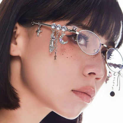 Chain Tassel Rhinestone Sunglasses - Onlymaker Classic