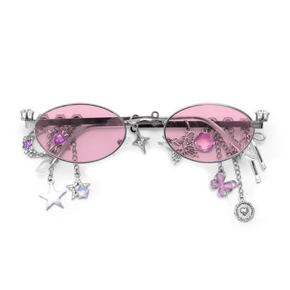 Chain Tassel Rhinestone Sunglasses - Onlymaker Classic