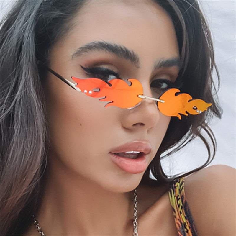Flame Shape Rimless Sunglasses - Onlymaker Smart Buy