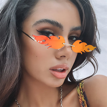 Flame Shape Rimless Sunglasses - Onlymaker Smart Buy