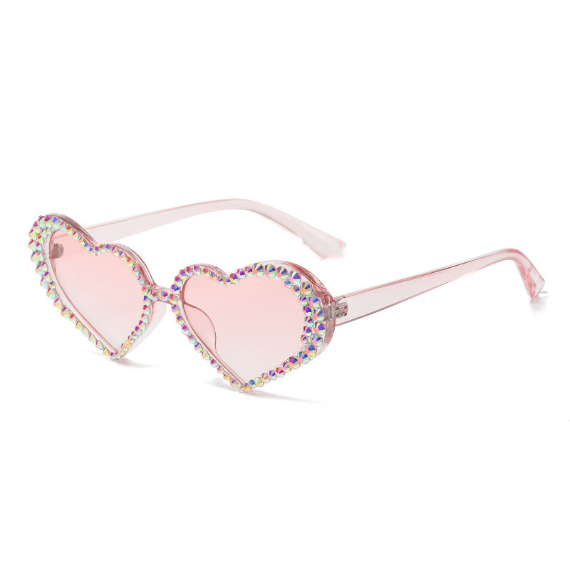 Gradient Rhinestone Heart Shape Sunglasses - Onlymaker Exclusive