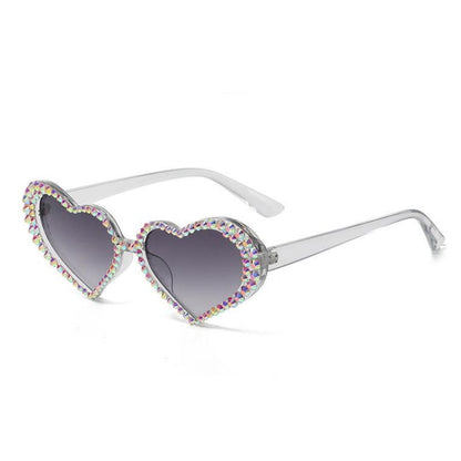 Gradient Rhinestone Heart Shape Sunglasses - Onlymaker Exclusive
