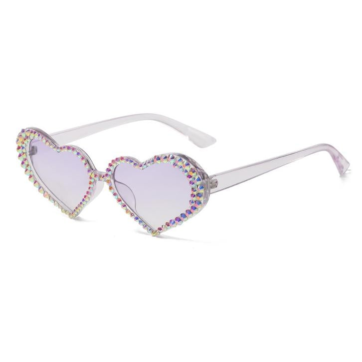 Gradient Rhinestone Heart Shape Sunglasses - Onlymaker Exclusive