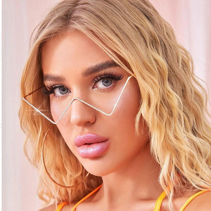 Rhinestone W Shape Sunglasses - Onlymaker Trending