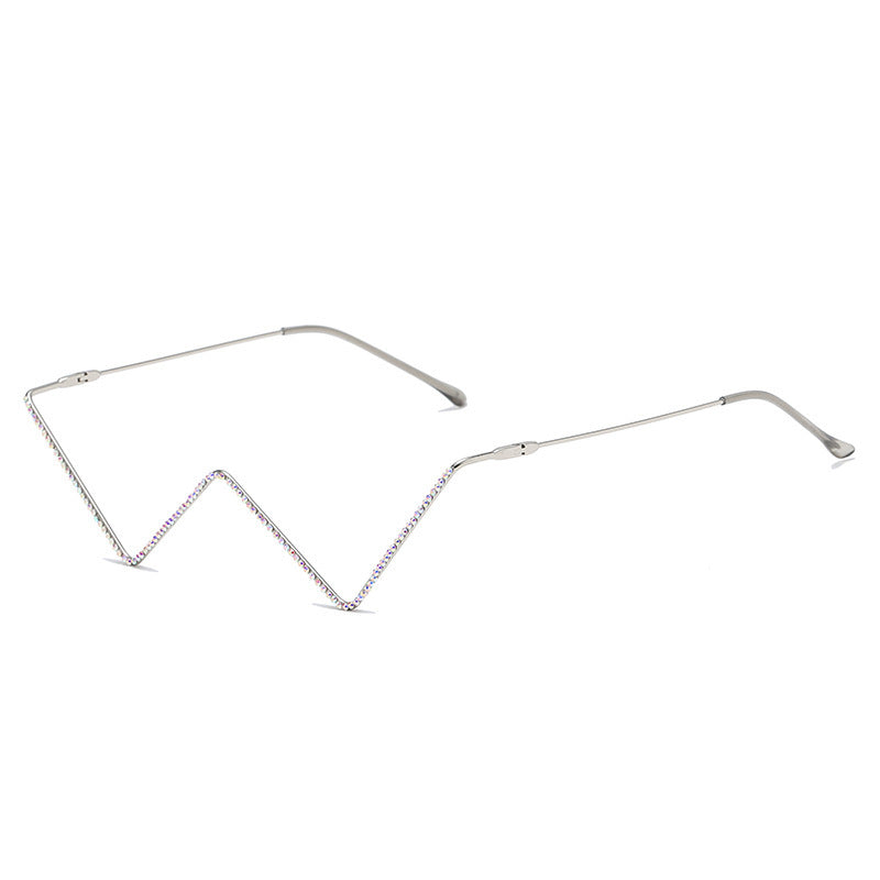 Rhinestone W Shape Sunglasses - Onlymaker Trending