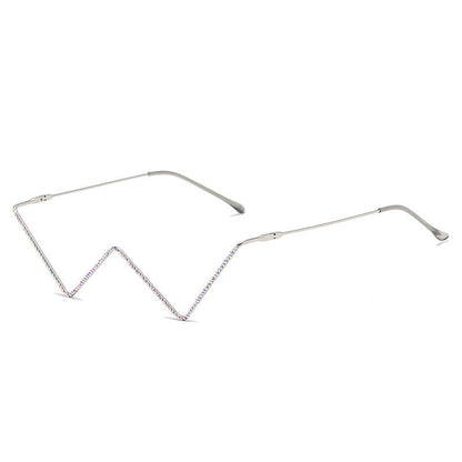 Rhinestone W Shape Sunglasses - Onlymaker Trending