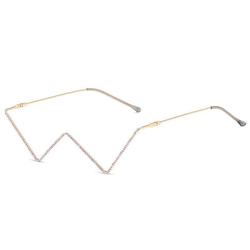 Rhinestone W Shape Sunglasses - Onlymaker Trending
