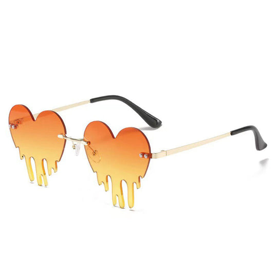 Heart Tear Shape Rimless Sunglasses - Onlymaker Best Price
