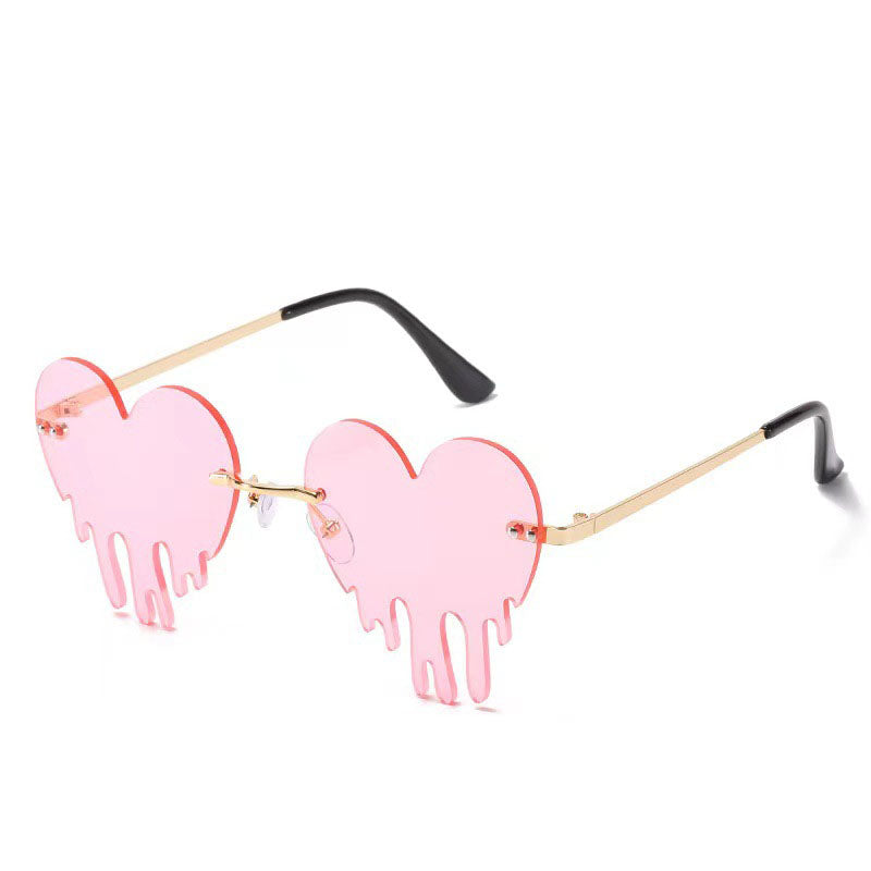 Heart Tear Shape Rimless Sunglasses - Onlymaker Best Price
