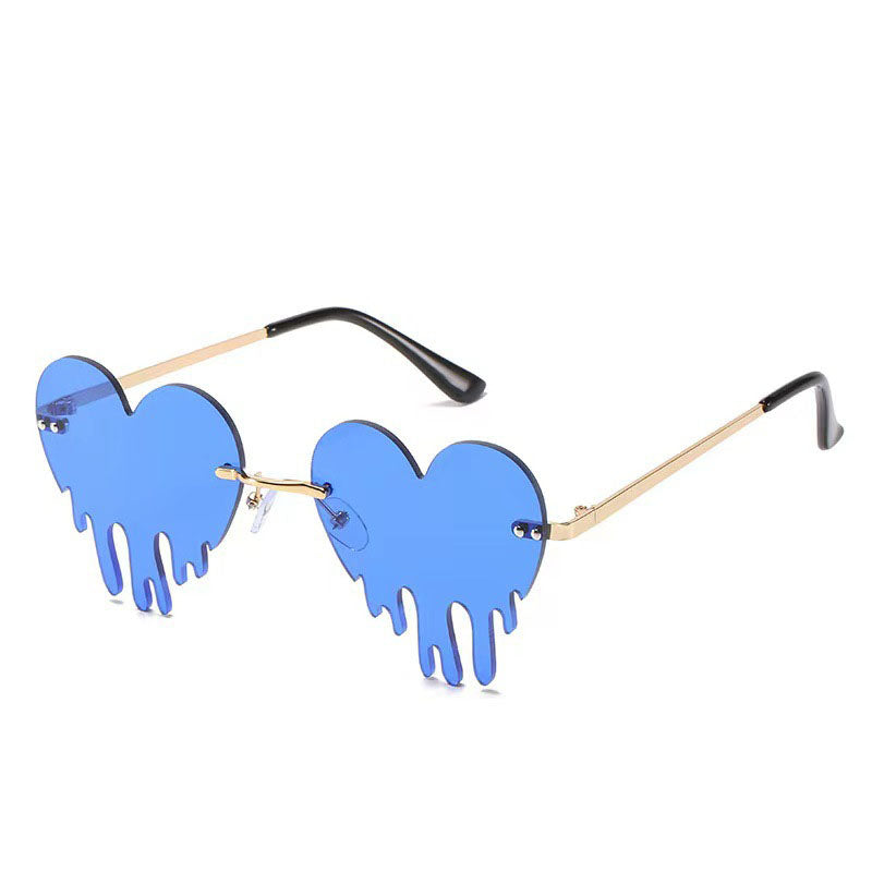 Heart Tear Shape Rimless Sunglasses - Onlymaker Best Price