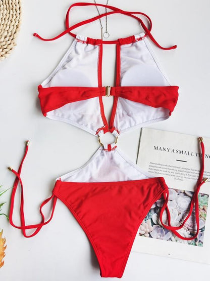 Keyhole Neckline Cut Out Strap Swimwear - Onlymaker Recommended
