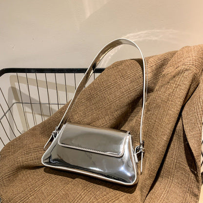 Glossy Metallic Leather Underarm Handbags - Onlymaker Everyday
