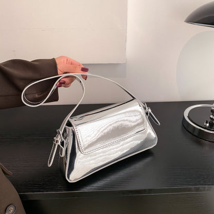 Glossy Metallic Leather Underarm Handbags - Onlymaker Everyday